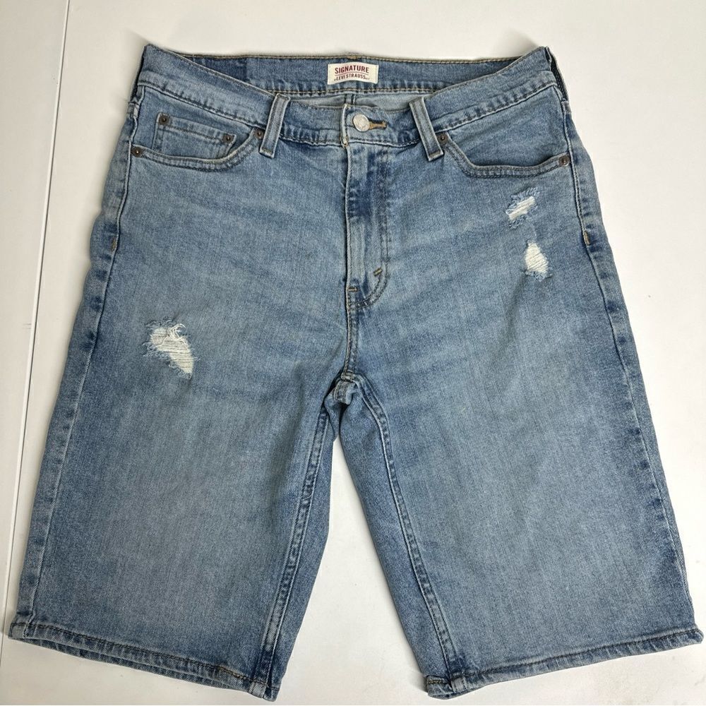 Levi Strauss W30 Signature Jean Shorts Mens Blue Jeans Fits 30”x 11” See Desc